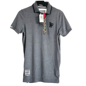 Superdry Men's S & D Logo Gray Short Sleeve Classic Polo Shirt Size S NWT $60